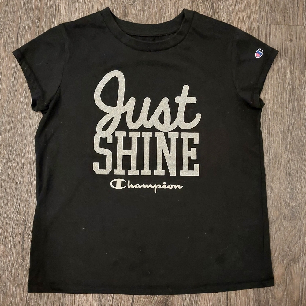 Champion Just Shine Little Girls Size 14 / 16 Black Shirt